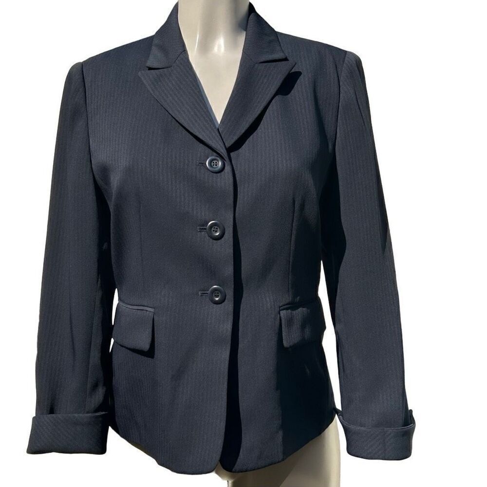 Le Suit Size 8 Petite Black Blazer Classic Professional Jacket